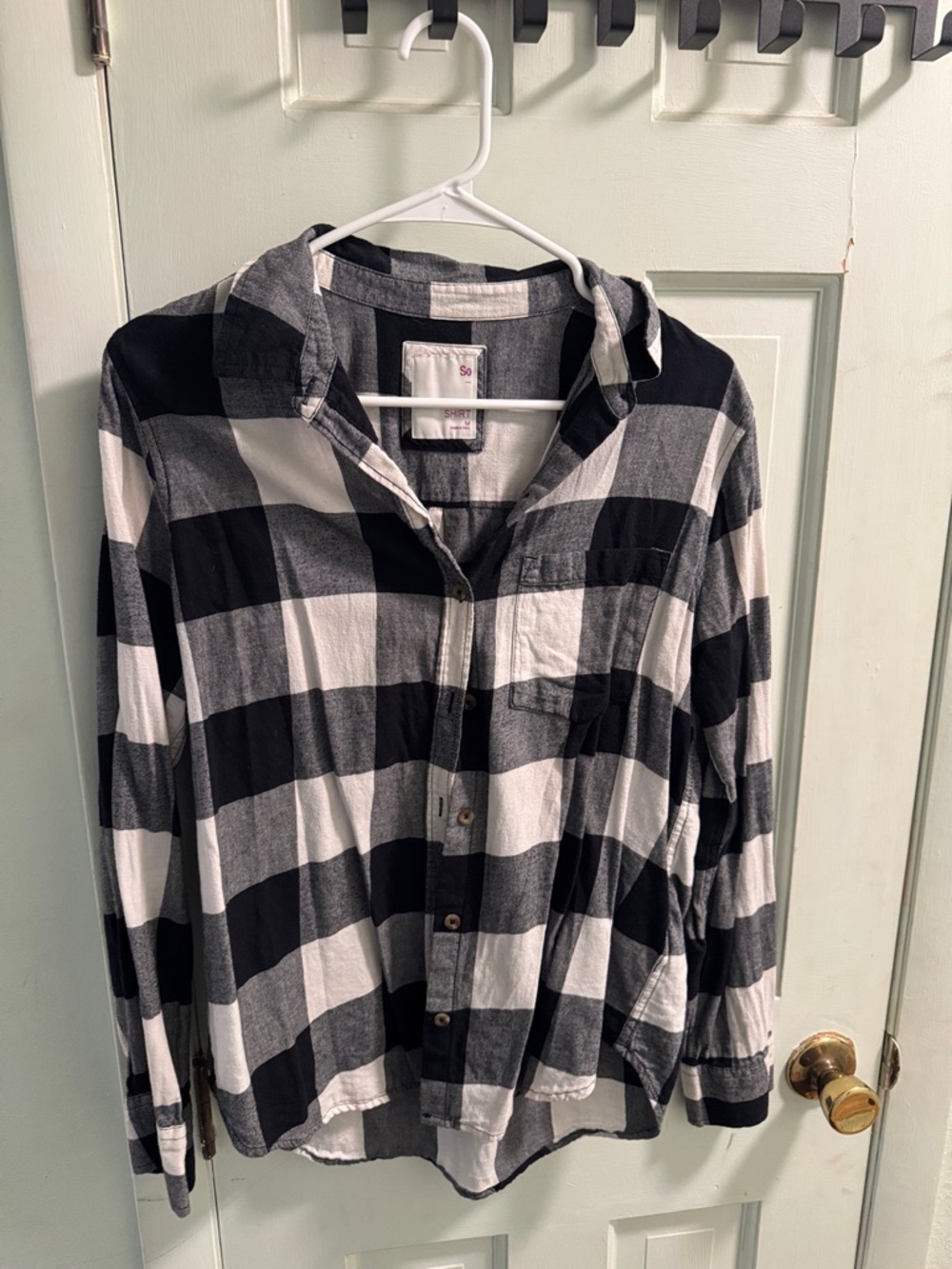 SO Black and White Plaid Button-Up Shirt